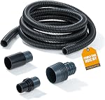 POWERTEC 70356 10 Ft. Kit de collecte de poussières de tuyau d'aspiration pour outils de travail du bois, aspirateurs de la boutique de travaux humides/séchés, scie à mitre et à table, noir