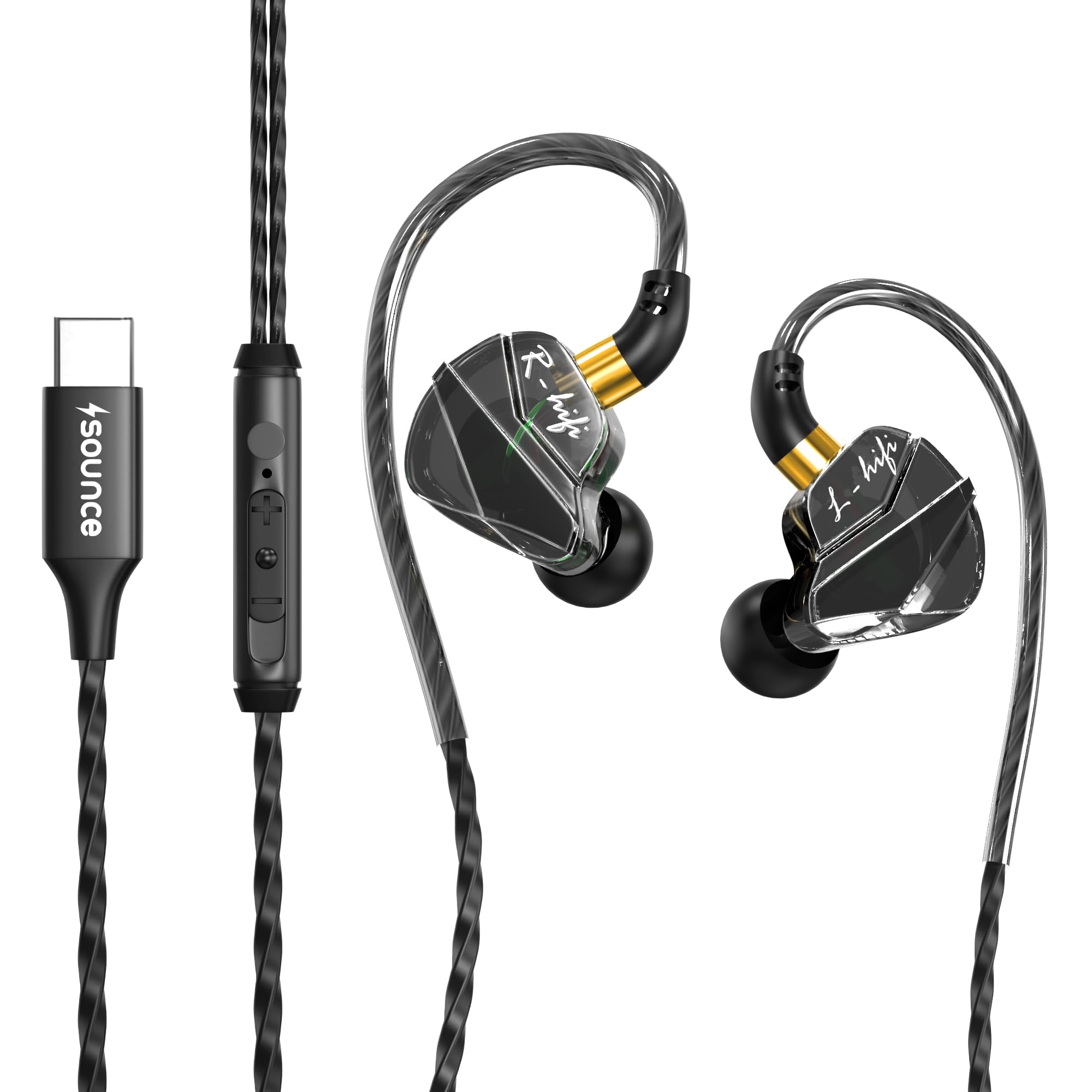 Sounce in-Ear Type C Wired Earphones with 14.2mm Dynamic Driver, HD in-Line Microphone, Comfortable Ergonomic Earbuds Design, Anti-Tangle TPE Cable, in-Line Call & Music Controls (Black)-image-38
