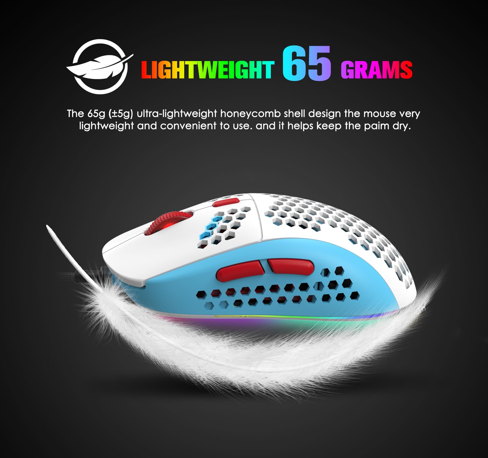 MAGIC-REFINER 60% Gaming-Tastatur Und Maus-Kombination, RGB-Hintergrundbeleuchtung, Mechanische Tastatur, Leichte Gaming-Maus, 62 Tasten, USB-C-Kabel, 6400 DPI, Win/Mac, QWERTY