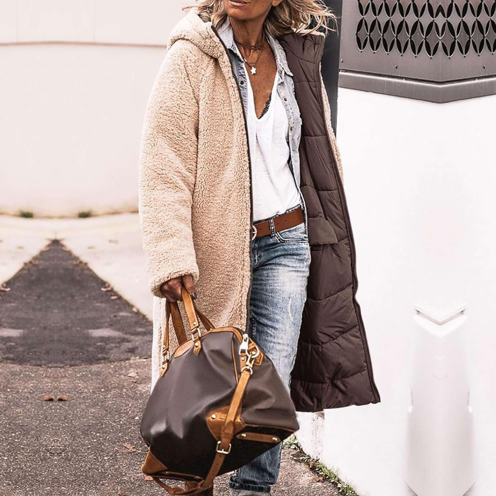 Genérico Chaqueta Plumas Mujer Ultraligera Invierno Jacket Largos Abrigos Ligeros Acolchada Plumífero Puffer Coat con Capucha Manga Larga Chaquetas Puffer Coat Grueso Viento Parker Tamaño Grande