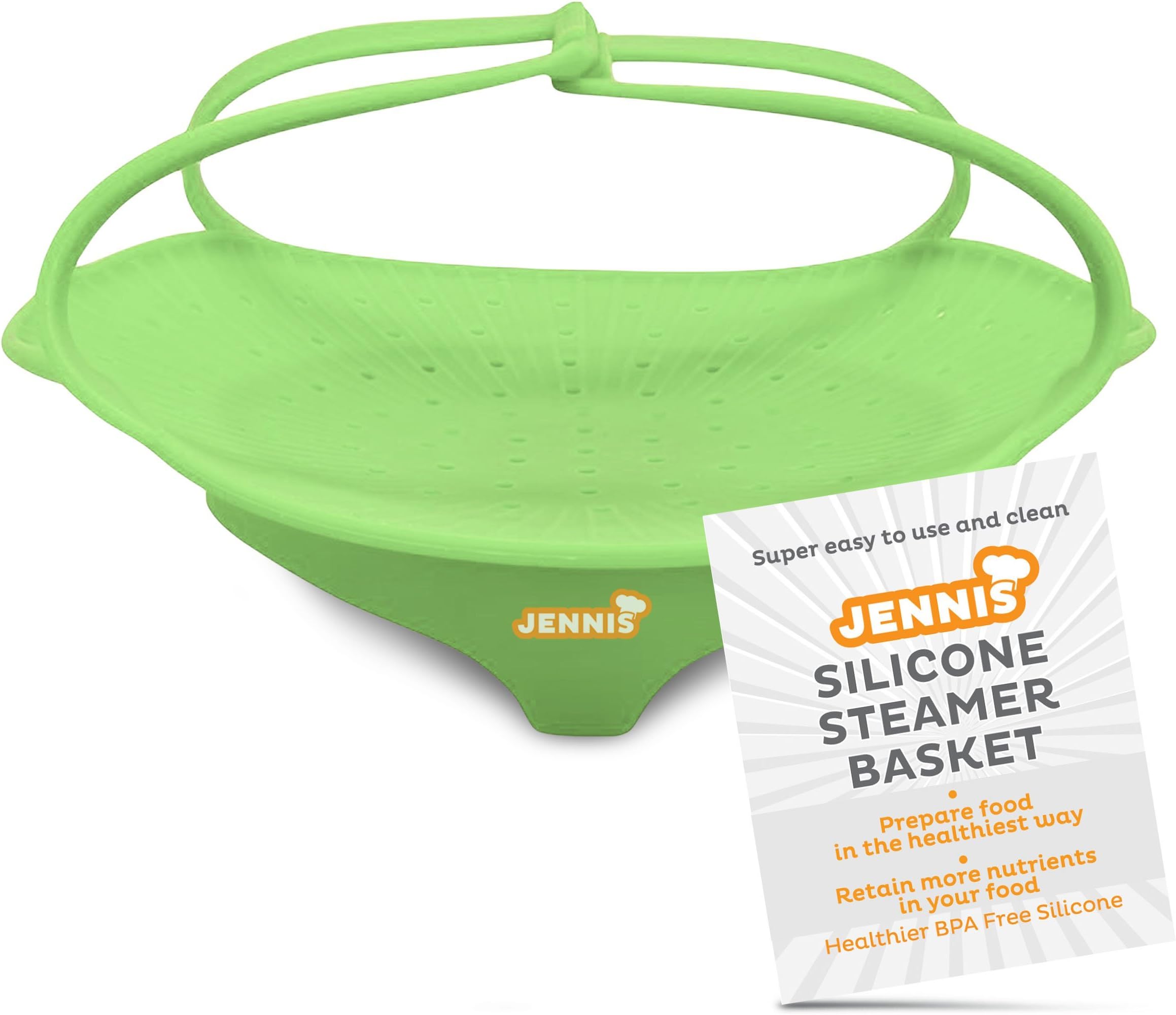 Jennis Silicone Steamer Basket With New Non-slip Ridges To Keep Food From Falling Off