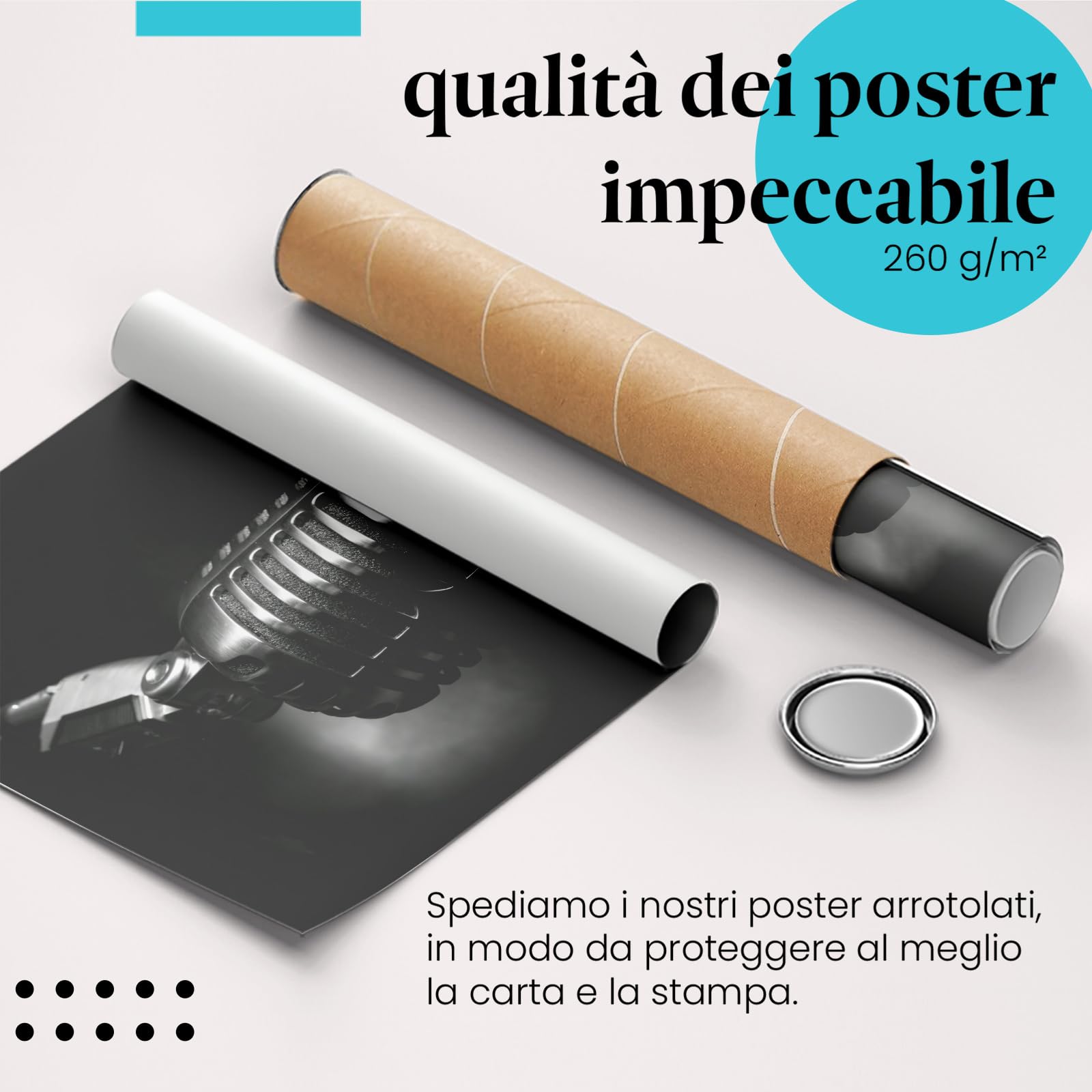 Postereck - 3424 - Microfono, musica retrò palco rock n roll SW - Decorazione da Parete, Stampa Fotografica, Ideen Regalo, Stampa d'Arte - Tela - 100,0 cm x 75,0 cm
