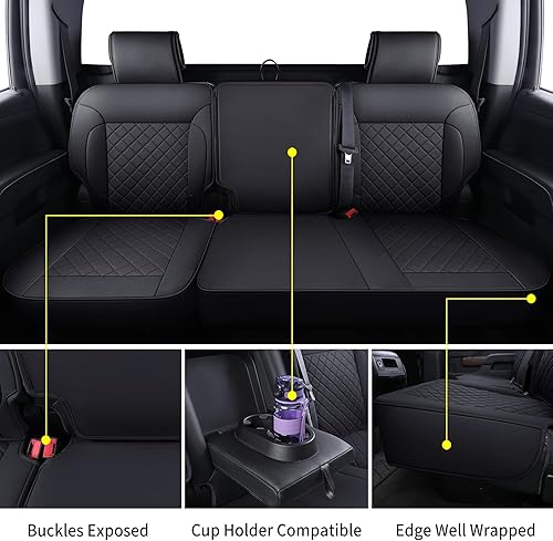 Miniatura 6 de LUCKYMAN CLUB P01-S1 - Juego completo de fundas de asiento para Chevy SilveradoSierra 2019-2024 15002500 HD3500 HD Crew Cab con piel sintética