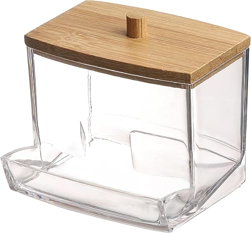 Miniatura 7 de Tbestmax Soporte para almohadillas de algodón de 7 onzas, dispensador de bolas de algodón Qtip, recipientes de baño, tarro de boticario para