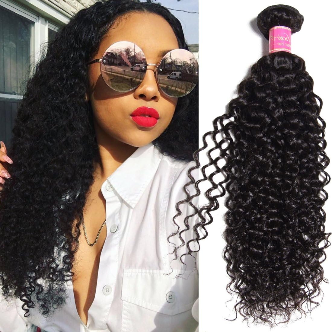 ALI JULIA Hair 1-pack Bundles 10A Malaysian Virgin Curly Hair Weft Unprocessed Human Hair Weft Extensions Natural Color (18 inch)