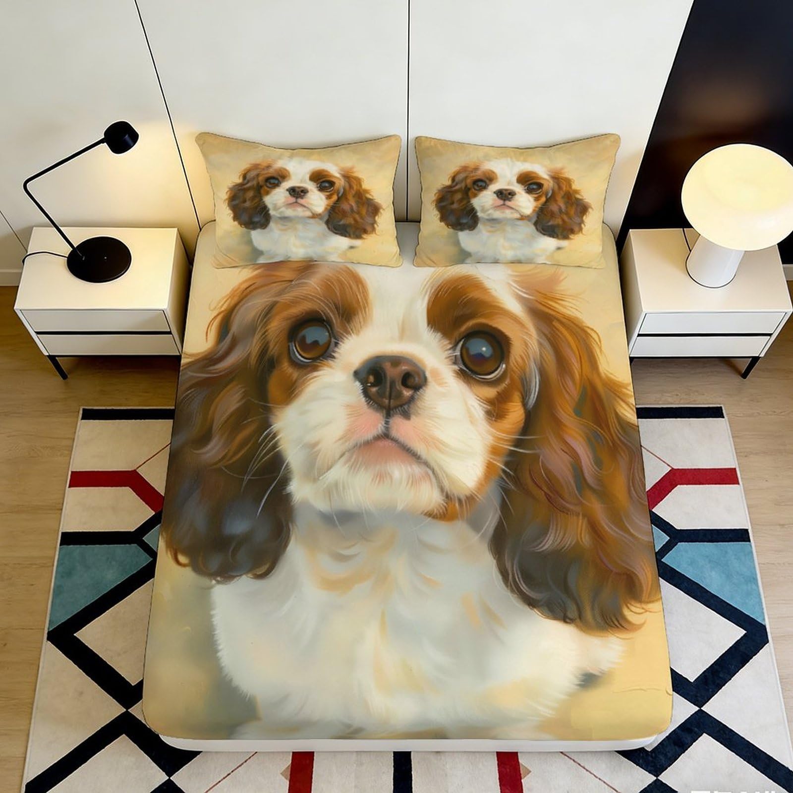 C8q5l1t3 Style-8 3D Printed Cute Puppy Pattern Fitted Sheet Microfiber Deep Pocket Bedroom Bedding Pet Style Mattress Fitted Cover Elastic Hem For Adults Teens 200X200x25cm