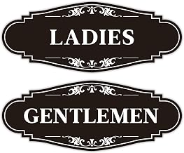 2 PCS Men and Women Restroom Sign for Home and Business, Self-adhesive Waterproof Elegant Ladies & Gentlemen Bathroom Door Signage Sticker Decor for House, Offices, Restaurants, Shop and Public Area