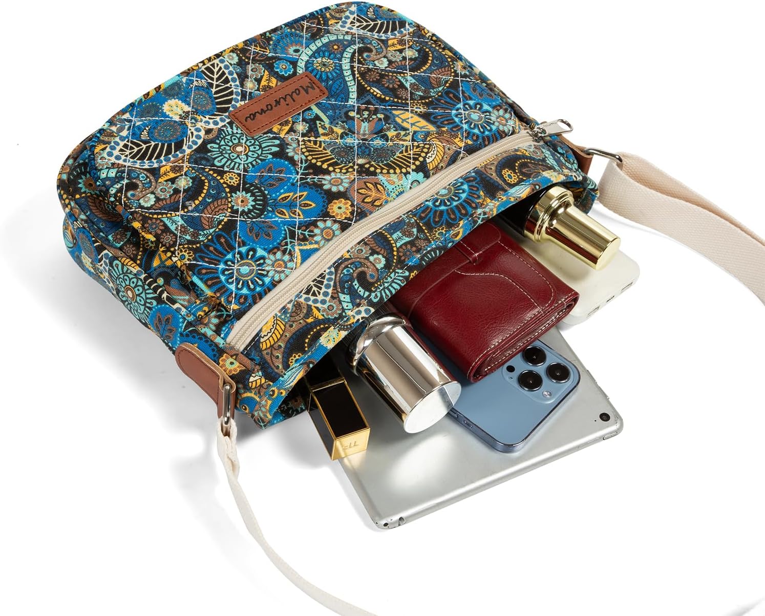 Malirona Women 's Durable Floral Crossbody Bag Canvas Messenger Handbag Multi Pocket Travel Satchel Purse - Image 5