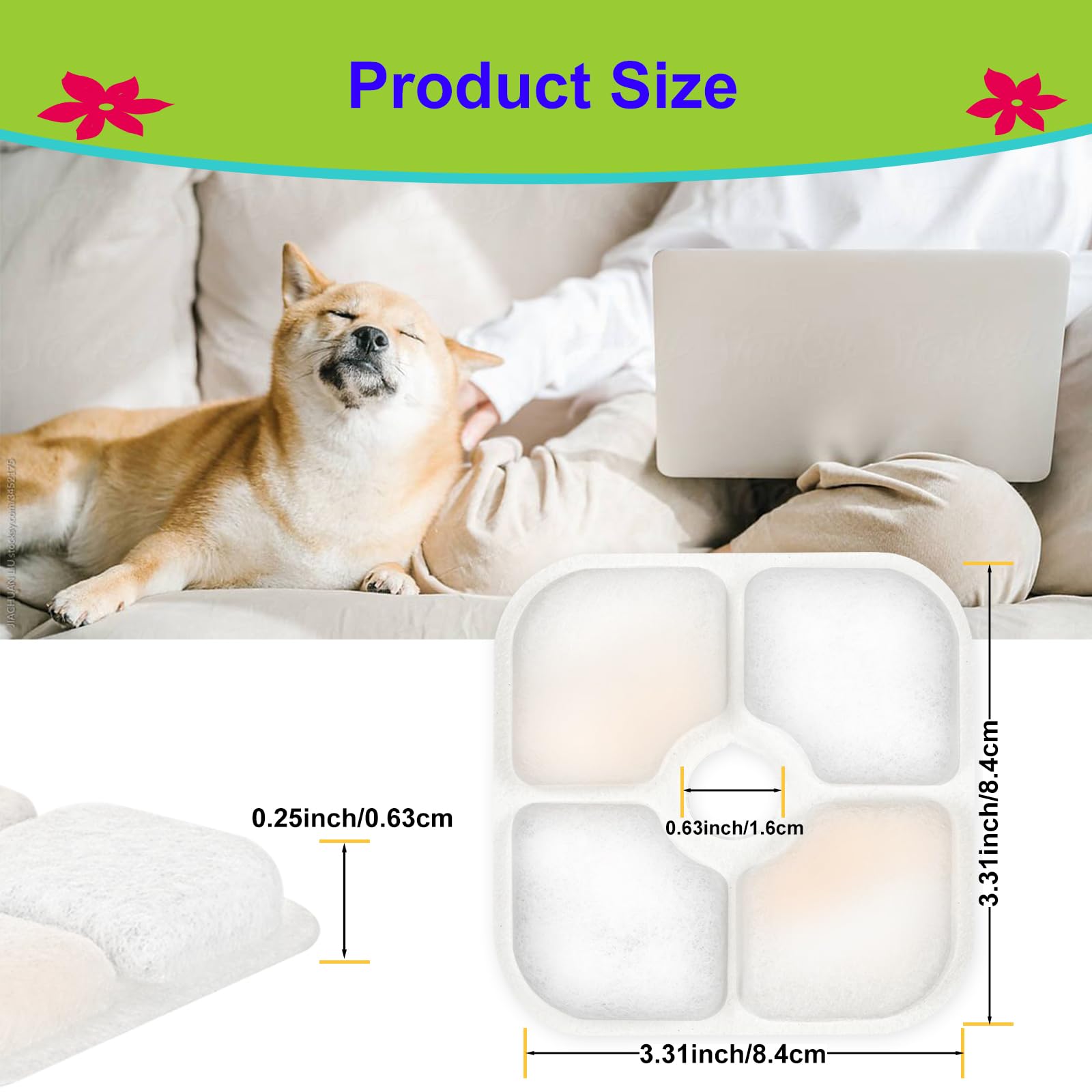 Filtro de fuente de agua para gatos, filtros de fuente de gato de repuesto para fuente de agua PIXI para mascotas, paquete de 12 filtros de fuente de mascotas, 3 mangueras de bomba