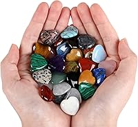 Vista 2 de YATOJUZI 20 piezas de cristales de cristal natural y piedras curativas, piedras preciosas de corazón, piedras preciosas de bolsillo de chakras