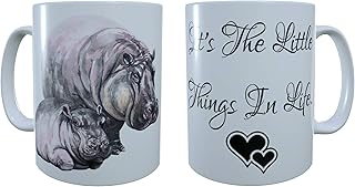 Hippo Ceramic Mug 2, Baby Hippo & Mum Mug, Hippo Latte Mug, Hippo Coffee Mug, Hippo Tea Mug, Latte Mug, Hippo and Baby Mug, Hippopotamus