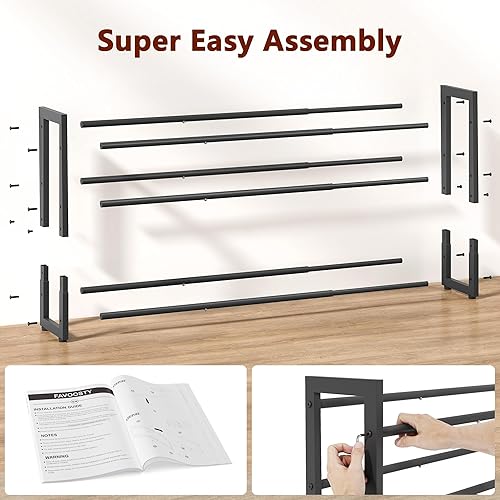 Miniatura 5 de FAVOOSTY Zapatero expandible de 3 niveles, estante ajustable para zapatos, organizador de almacenamiento que ahorra espacio, estante de metal para