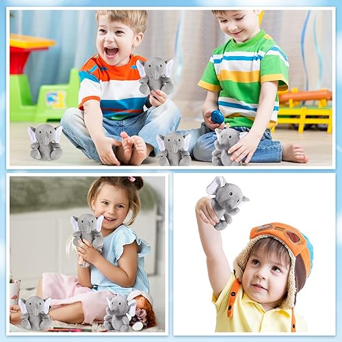 Miniatura 7 de 12 piezas de elefante de peluche de animales de peluche para bebés, niñas y niños, juguetes para bebés recién nacidos, 4 pulgadas (gris)