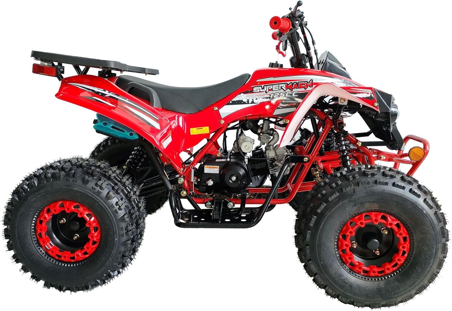 HHH Upgraded 125cc ATV Sports ATV Quad Youth Utility Style 125cc ATV Fully Automatic with Reverse Gas ATV 4 Wheeler Outlander ATV Quads Big 19/18 inches Tires (Red)