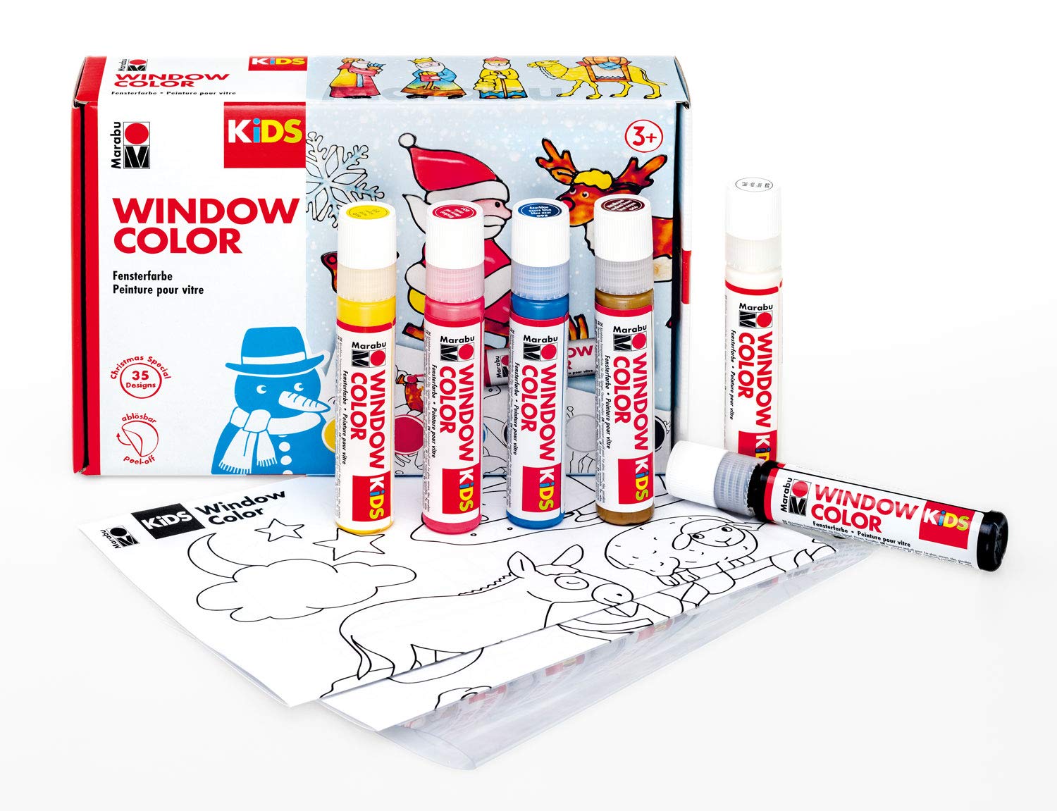 Kit Window Color Enfant - 8 Couleurs + 30 Motifs, Peinture à L'Eau Pour Fenêtre, Verre, Carrelage