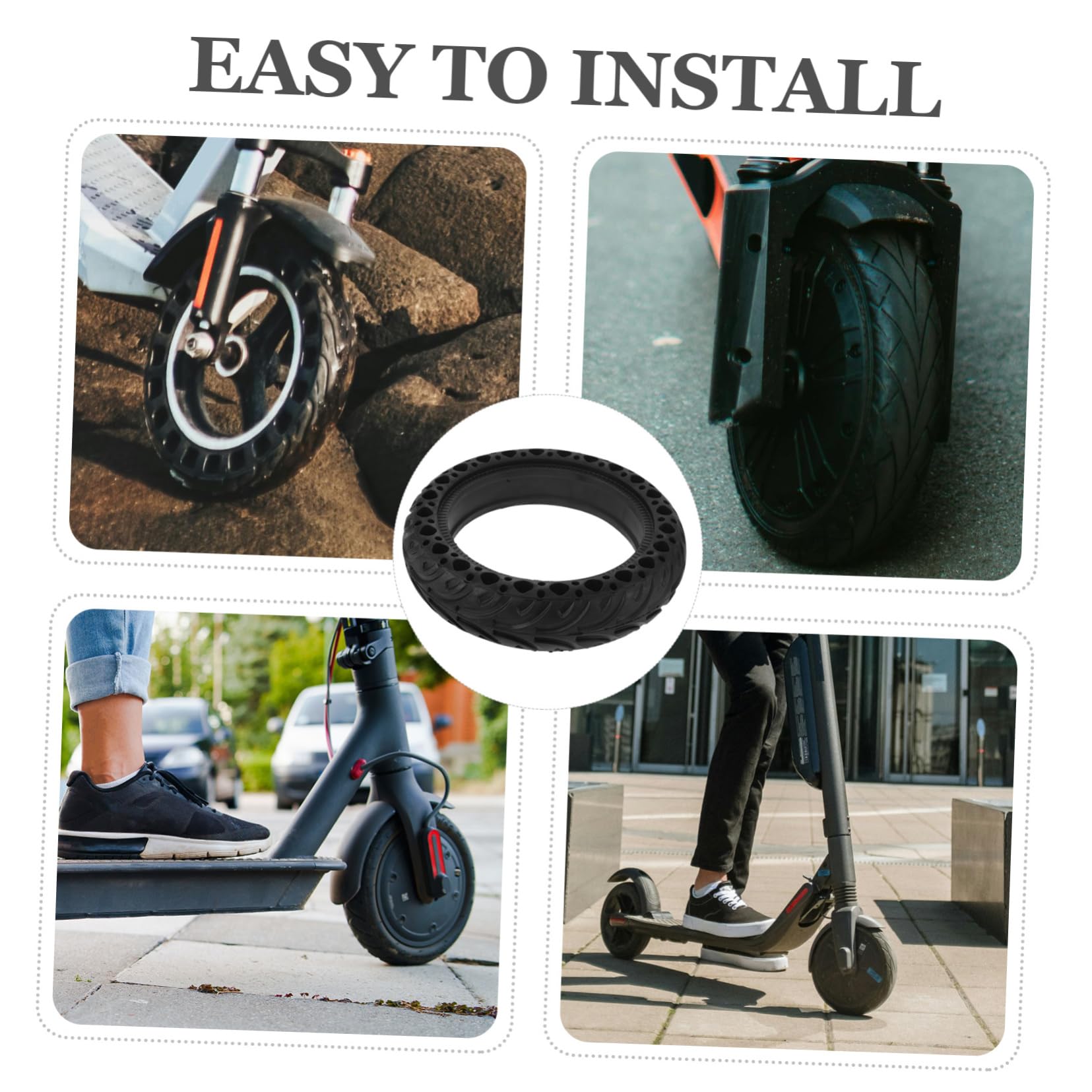 KOMBIUDA Solid Tire für Elektroroller Pannensicherer Vollgummireifen Robuste und rutschfeste Reifen zu Installieren für Verschiedene Fahrbedingungen