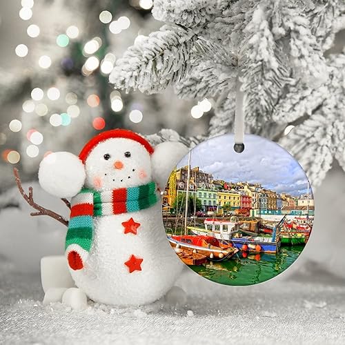 Miniatura 2 de Adorno de Navidad Cobh in Ireland para colgar en el árbol de Navidad, adorno de porcelana de doble caracerámica, regalo para amigosamigo de gira, 3