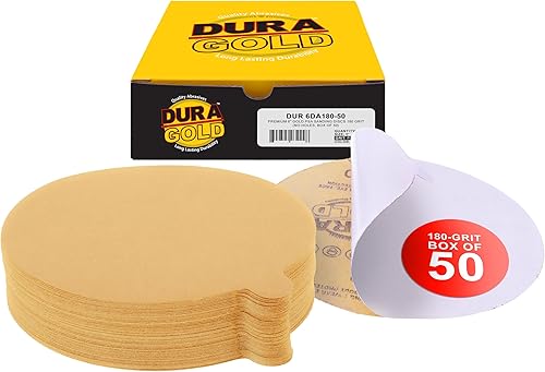 Miniatura 10 de Dura-Gold Discos de lija PSA dorados de 6 pulgadas de alta calidad, grano 600, caja de 50 unidades, papel de lija autoadhesivo para lijadora DA