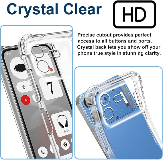 KZIOACSH Case for Nothing Phone (4b) with 2 Tempered Glass Screen Protector, Corner Protection Ultra Transparent Anti-Scratch Shock Absorption Soft TPU Rugged Bumper Cover