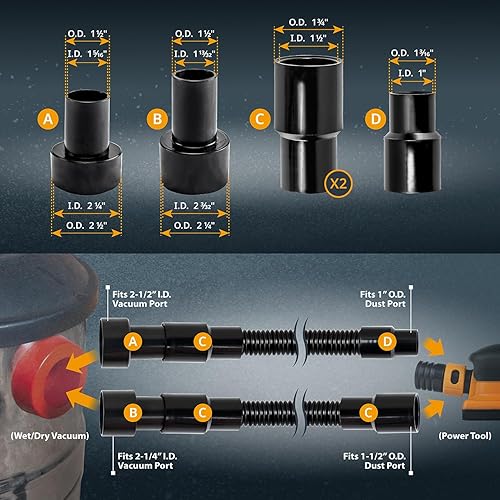 Vista 26 de POWERTEC 70296 Reemplazo del adaptador de manguera atornillada, adaptador de manguera roscada de 1-1/2 pulgadas para kits de montaje POWERTEC 70175