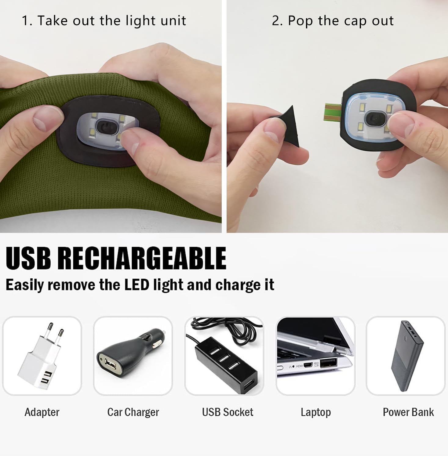 ATNKE 4 LED Lighted Sport Sweatband,USB Rechargeable Running Head Band Lamp High Stretch Wicking Gifts for Men and Women - Image 4