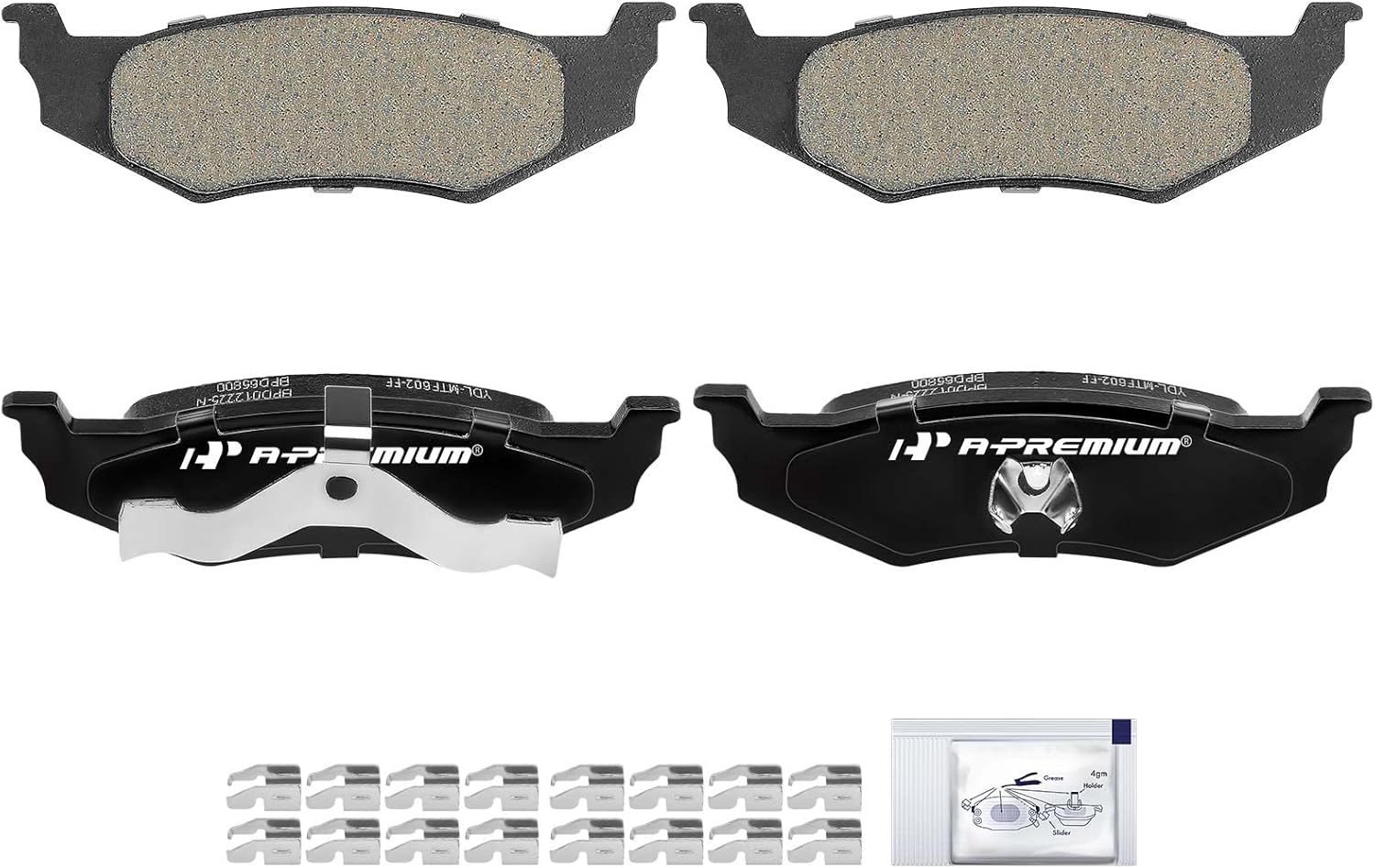 A-Premium Rear Ceramic Brake Pads Set Compatible with Chrysler, Dodge, Eagle, Plymouth Models - 300M, Cirrus, Concorde, Intrepid, LHS, Neon, PT Cruiser, Sebring, Intrepid, Stratus, Vision