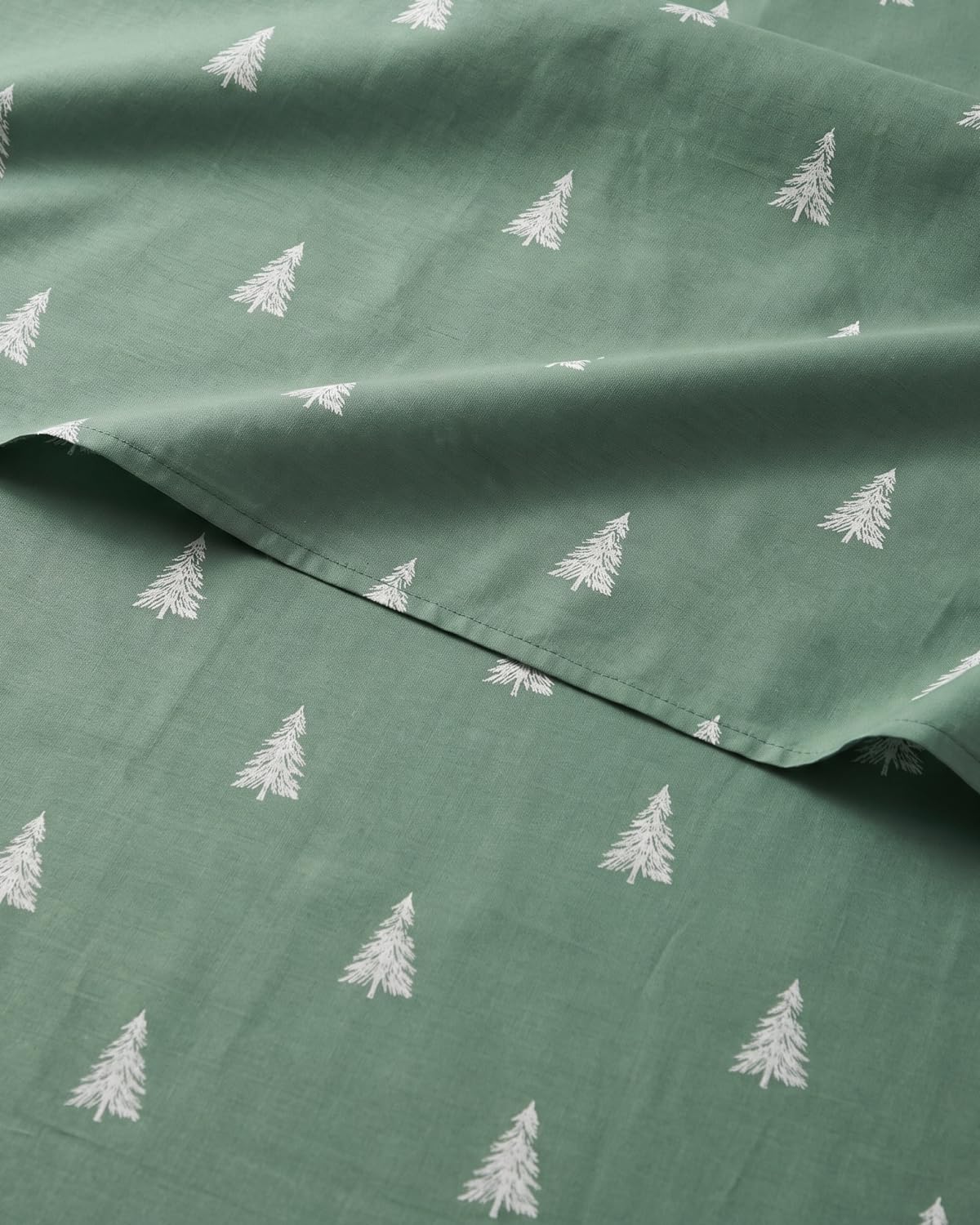 Christmas Sheet Set, Sage Pine Trees, Holiday Xmas Bedding Set - Split King