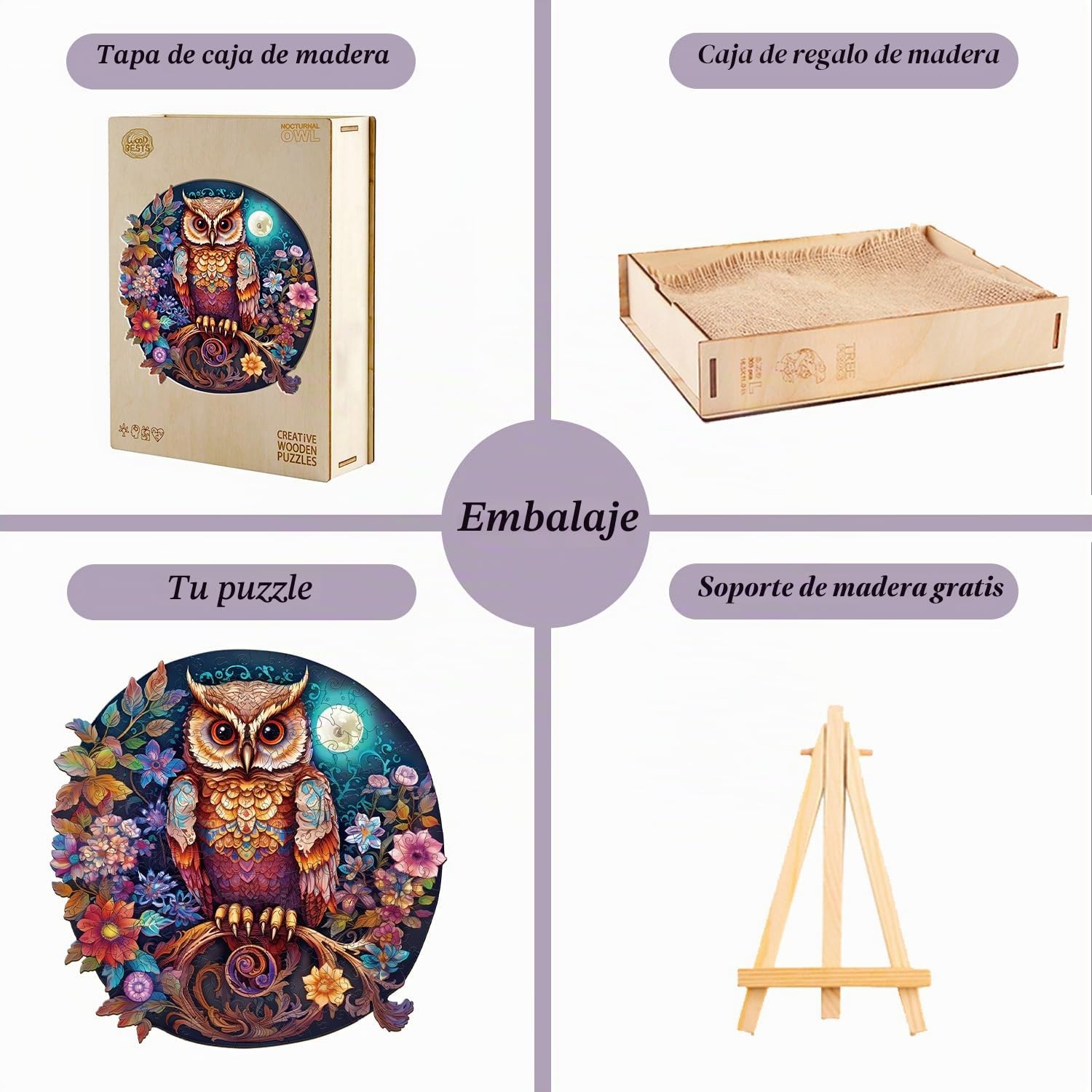 Jigfoxy Puzzle de madera para adultos, rompecabezas de búho para adultos, 270 piezas, L, Animalista, 18+ años, 1-4 jugadores, Jigsaw, PUZZLES, Madera, 34 x 33.9 cm