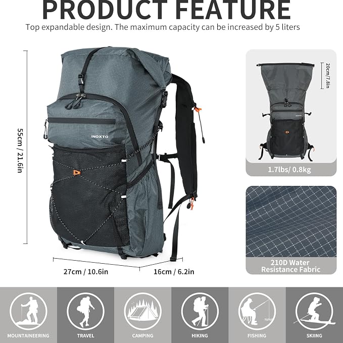 Mochila de Senderismo IX INOXTO 30L Impermeable para Hombre y Mujer miniatura 3