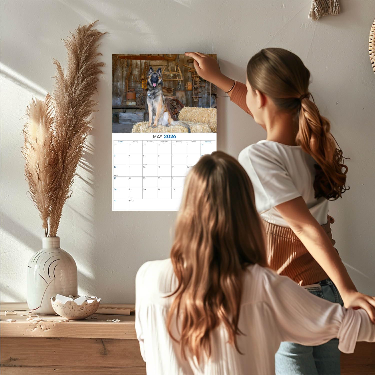Kalendarz 2024 2025 owczarek belgijski - miesięczny kalendarz ścienny rasy psów - 30 x 45 cm otwarty - gruby papier bez przebarwień - prezent - akademicki planer nauczyciela kalendarz organizowanie i