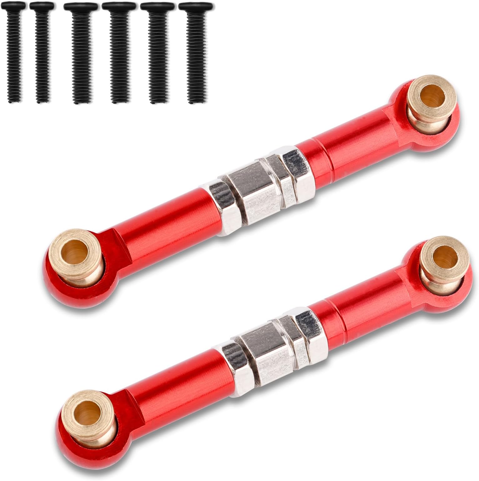 2pcs Upgrade Metal Steering Linkage Parts Pull Rod Arm Tie Rod for 1/14 MJX Hyper Go H14BM 14209 14210 RC Car Steering Linkage Accessories (Red)
