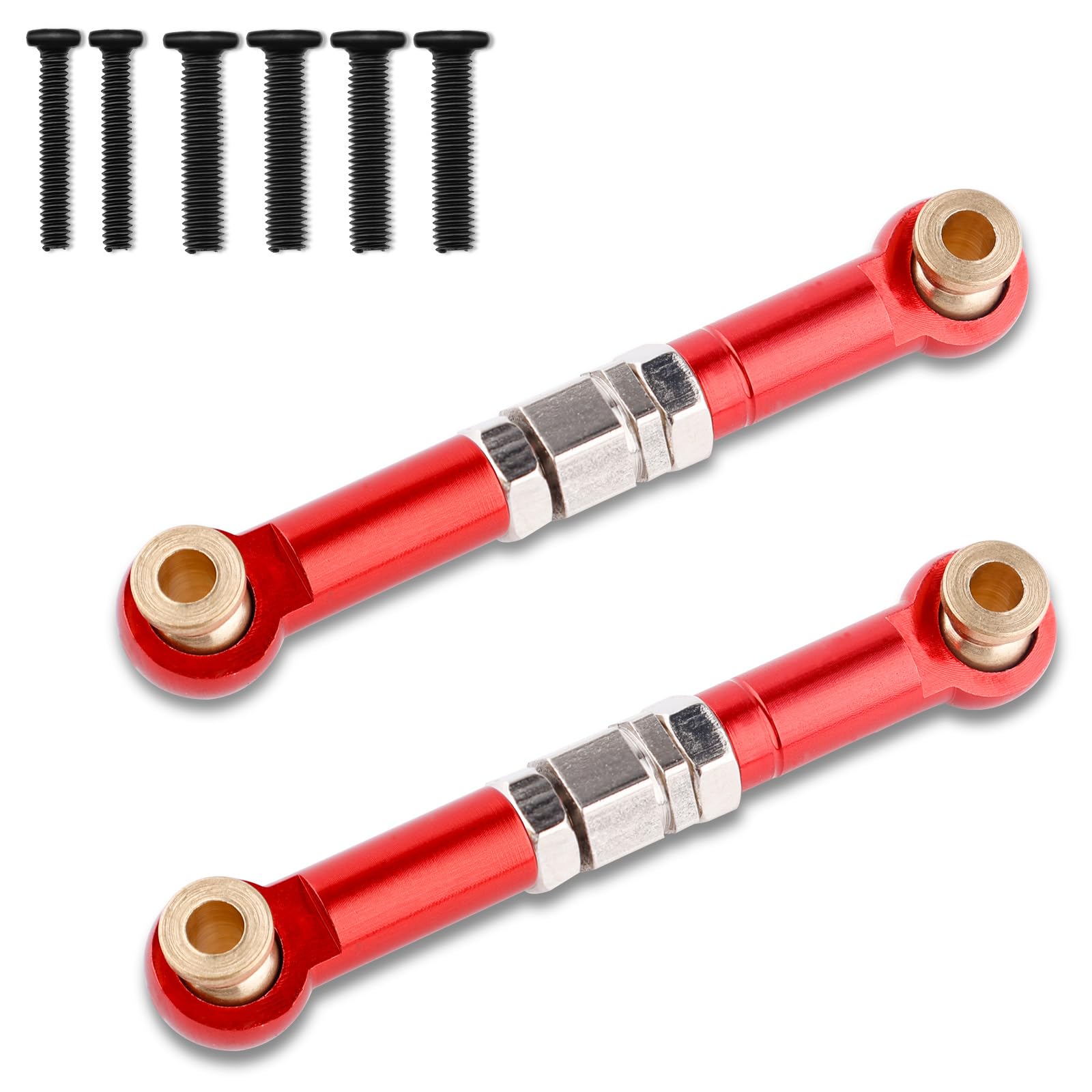 BOXOB2pcs Upgrade Metal Steering Linkage Parts Pull Rod Arm Tie Rod for 1/14 MJX Hyper Go H14BM 14209 14210 RC Car Steering Linkage Accessories (Red)