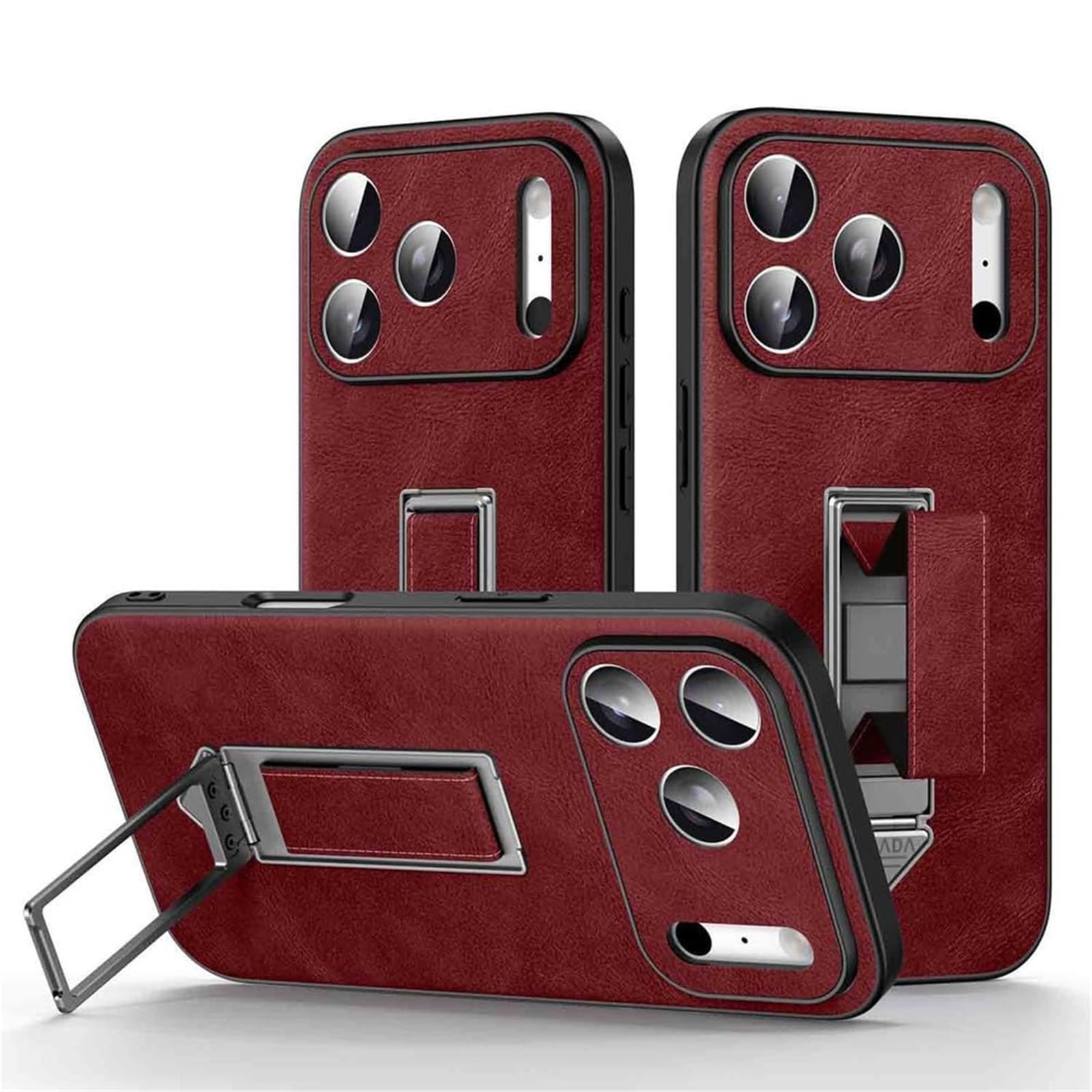 Coque iPhone 17 rouge anti-traces de doigts avec dragonne de sécurité
