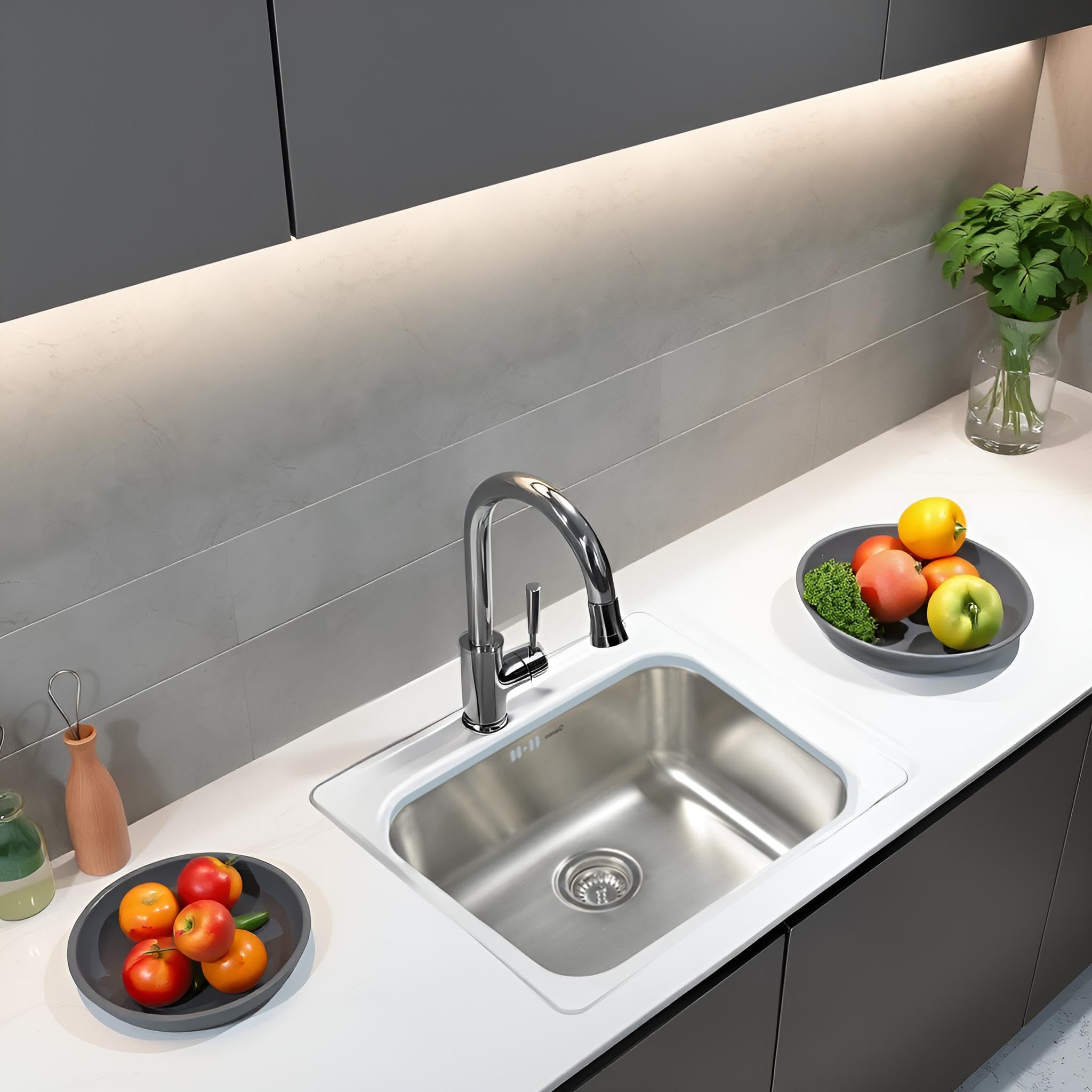Cata Fregadero bajo encimera, Modelo CB 50-40, Fregadero cocina un seno, Acero inoxidable, Instalación en mueble de 60 cm, Cb - 40-50, Talla única