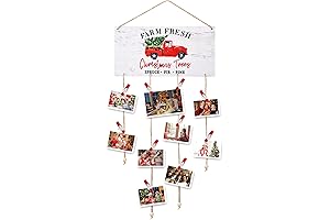 Farm Fresh Christmas Picture Holder with 30 Snowflake Clips