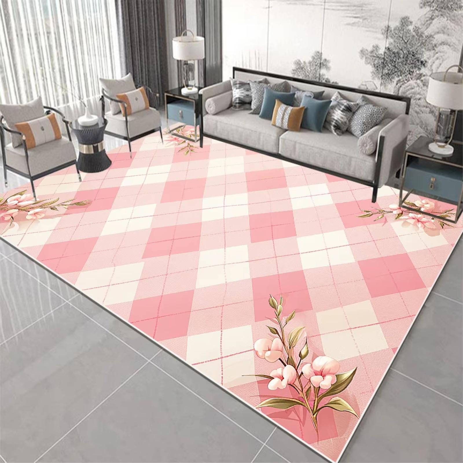 Alfombra de dormitorio rosa para crear un rincón de juegos acogedor y seguro