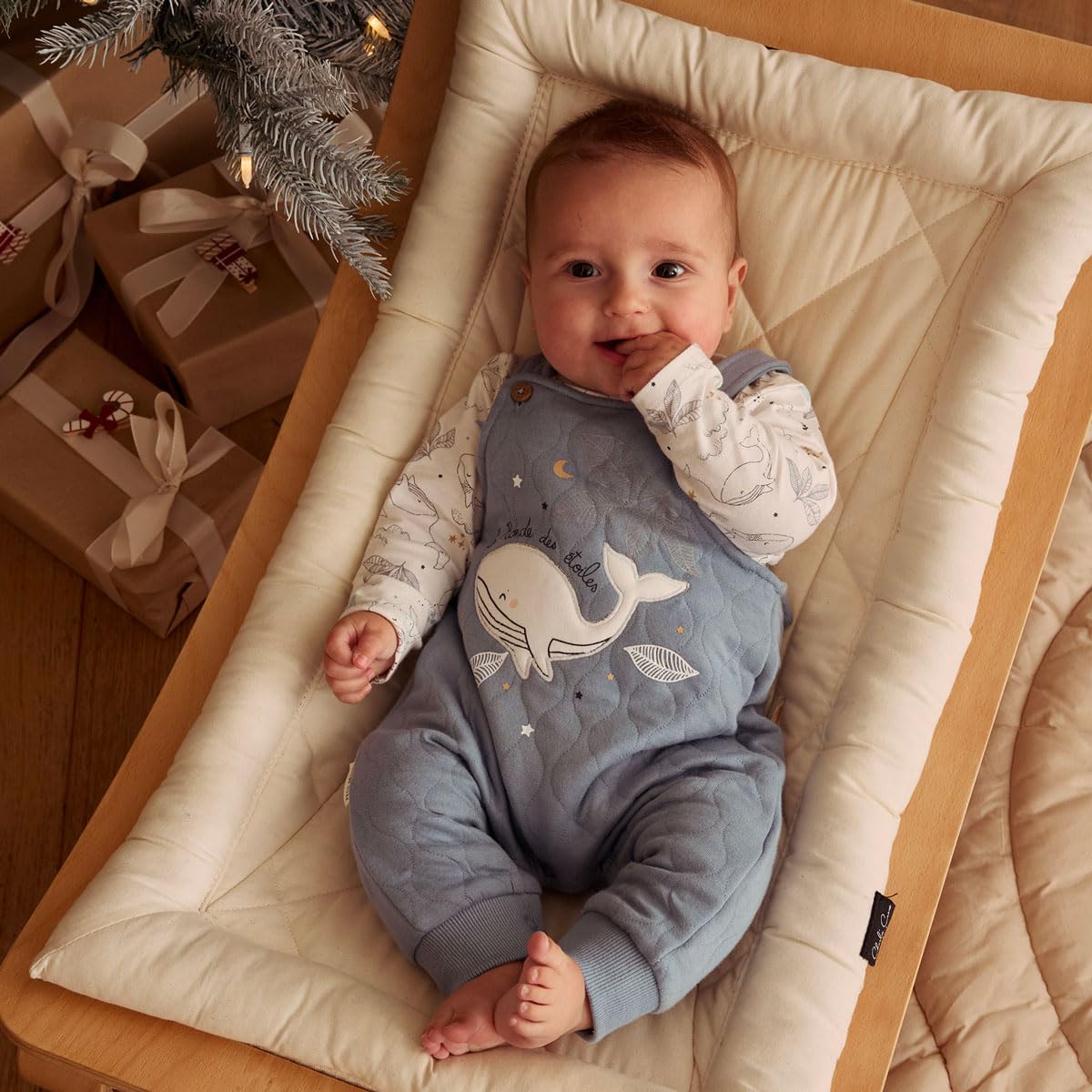 Petit Béguin - Ensemble salopette bébé en coton matelassé et t-shirt Petite Balade