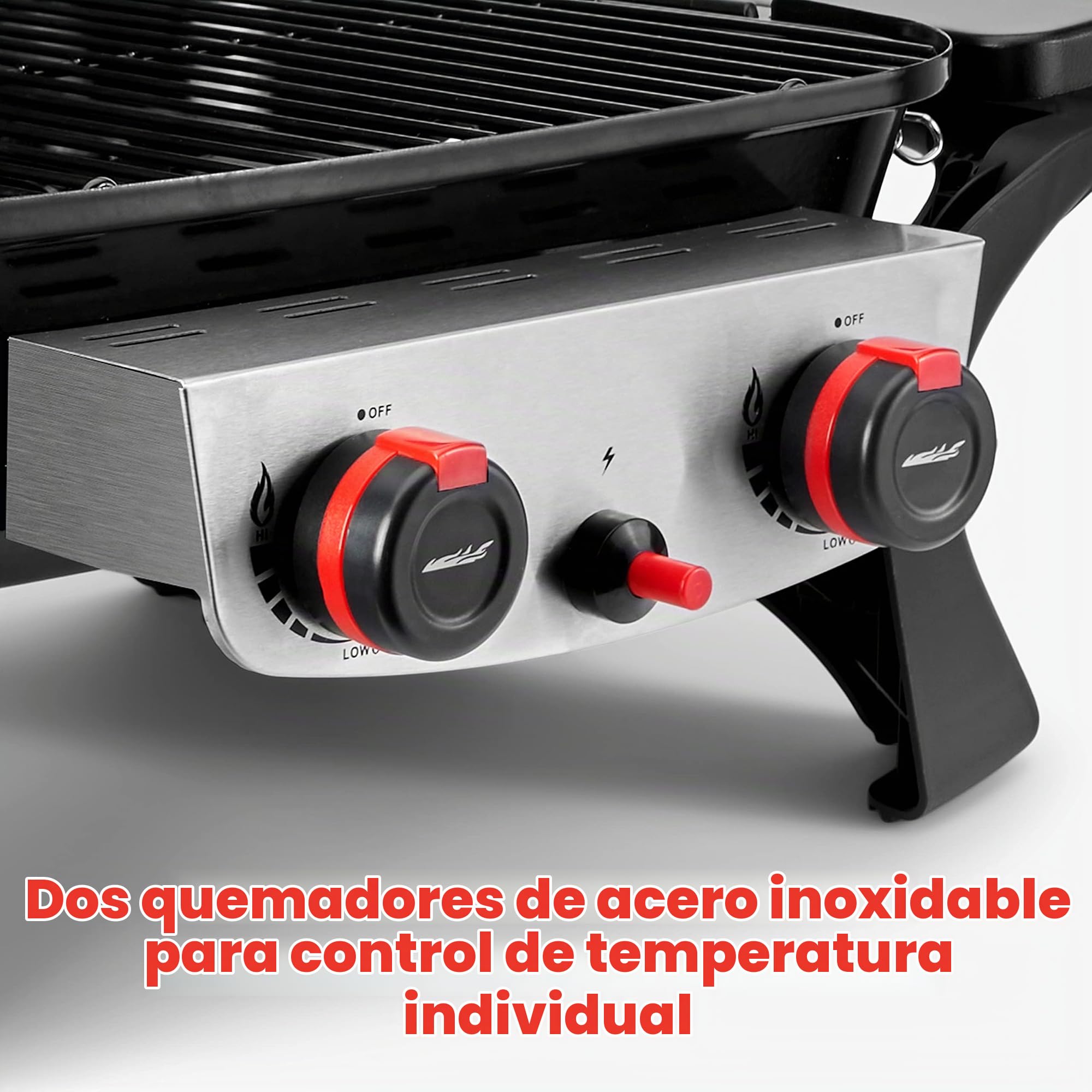 Barbacoa de gas ProfiCook® con 2 quemadores de acero inoxidable, barbacoa de mesa, barbacoa con robusto capó metálico e indicador de temperatura,barbacoa de gas pequeña para balcón/camping- PC GG 1261