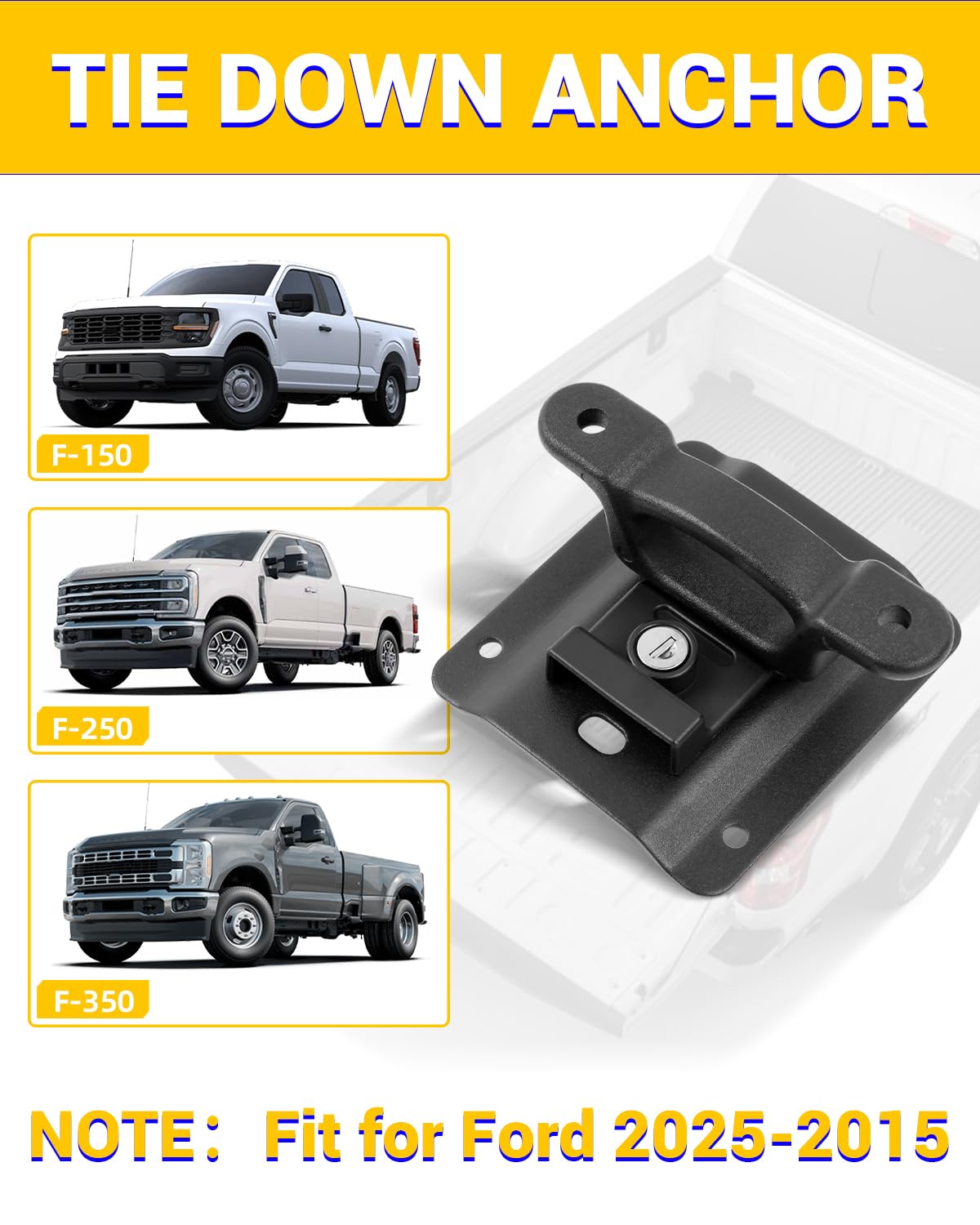 Tie Down Anchors & Cleats For 2015-2024 Ford F150 F250 F350 - Bed Mounting System With Brackets