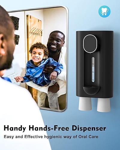 Miniatura 3 de Dispensador automático de enjuague bucal para baño, dispensador automático de lavado bucal de 18.26 onzas (18.3 fl oz) con vasos magnéticos, 3