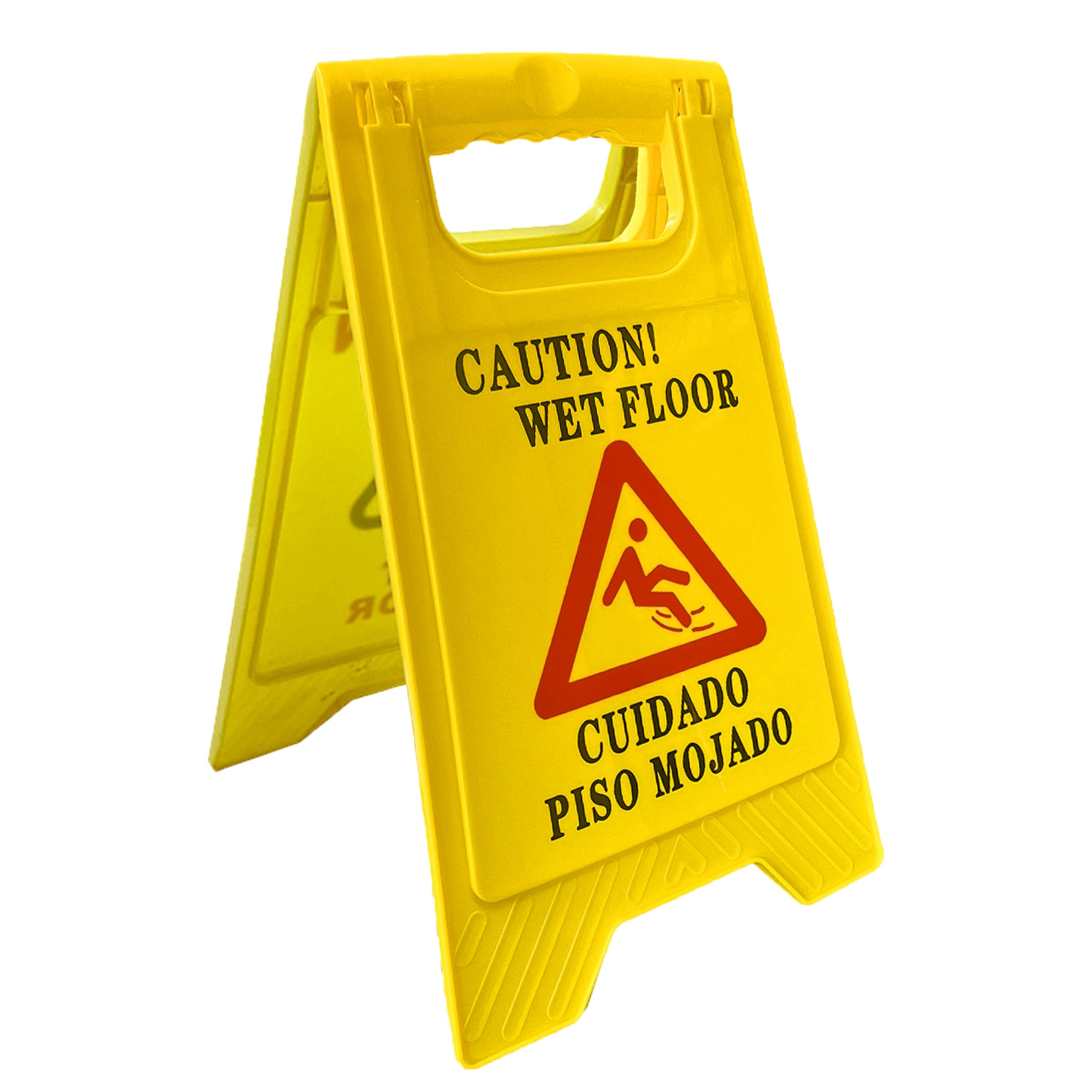 1Pack Caution Wet Floor Sign,16.4" Height,Bright Yellow Double-Sided Folding A-Shaped Frame Design, Bilingual Caution Message，Suitable for airports,