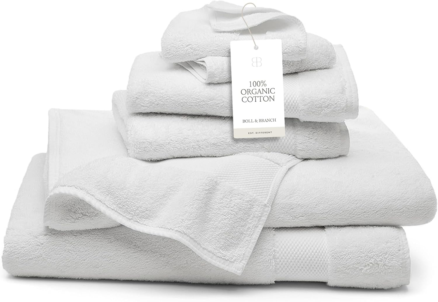BOLL & BRANCH Plush Bath Sheet Set - White - 6 Piece - Includes 2 Oversized Bath Sheets, 2 Hand Towels & 2 Washcloths - 100% Organic Cotton - Ultra Soft & Luxurious - Quick Absorbing