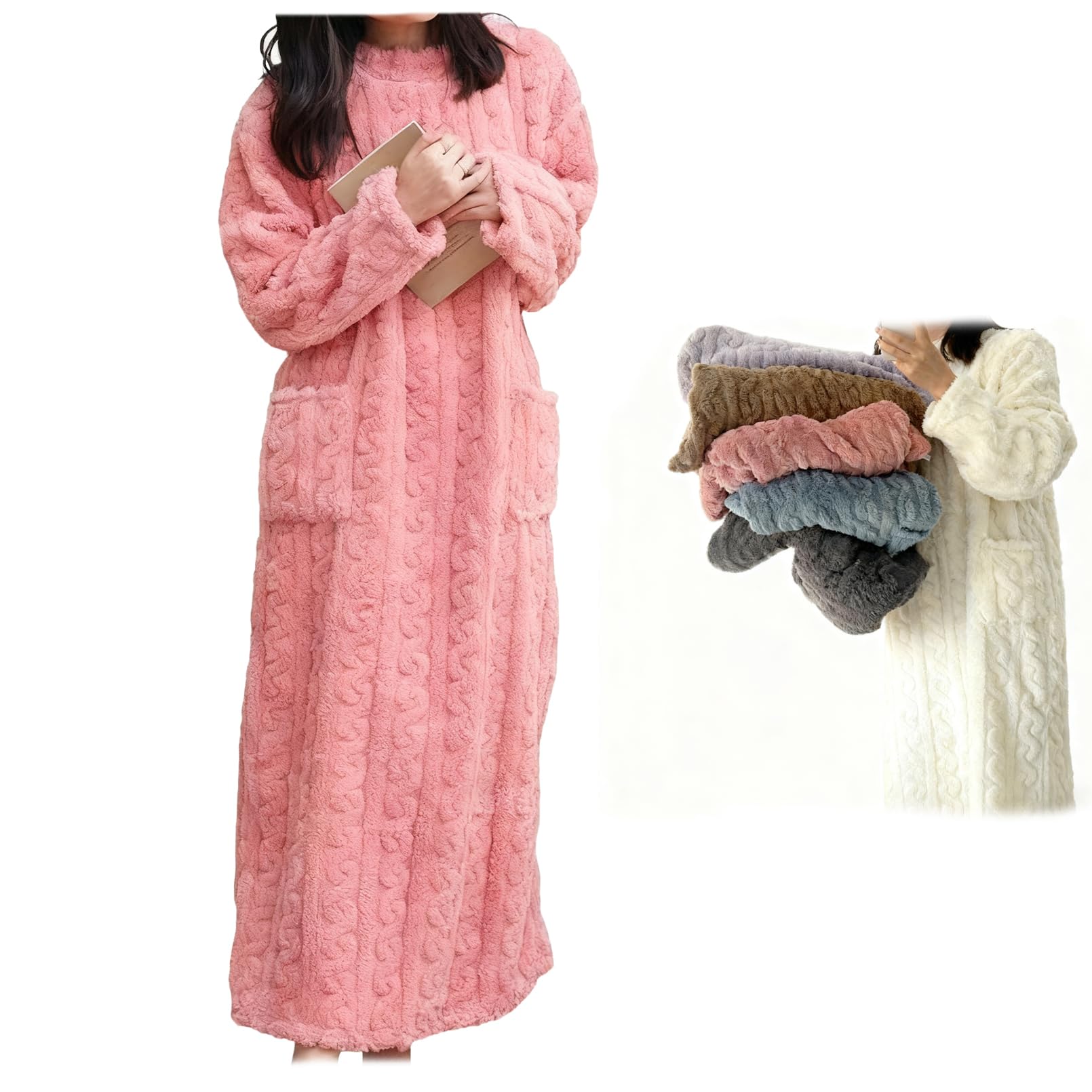 Bpoeee Warm Winter Loungewear Set – Soft Coral Velvet Pajamas, Cozy Fleece Home Clothes for Women, Sleepwear (Rosa,S)