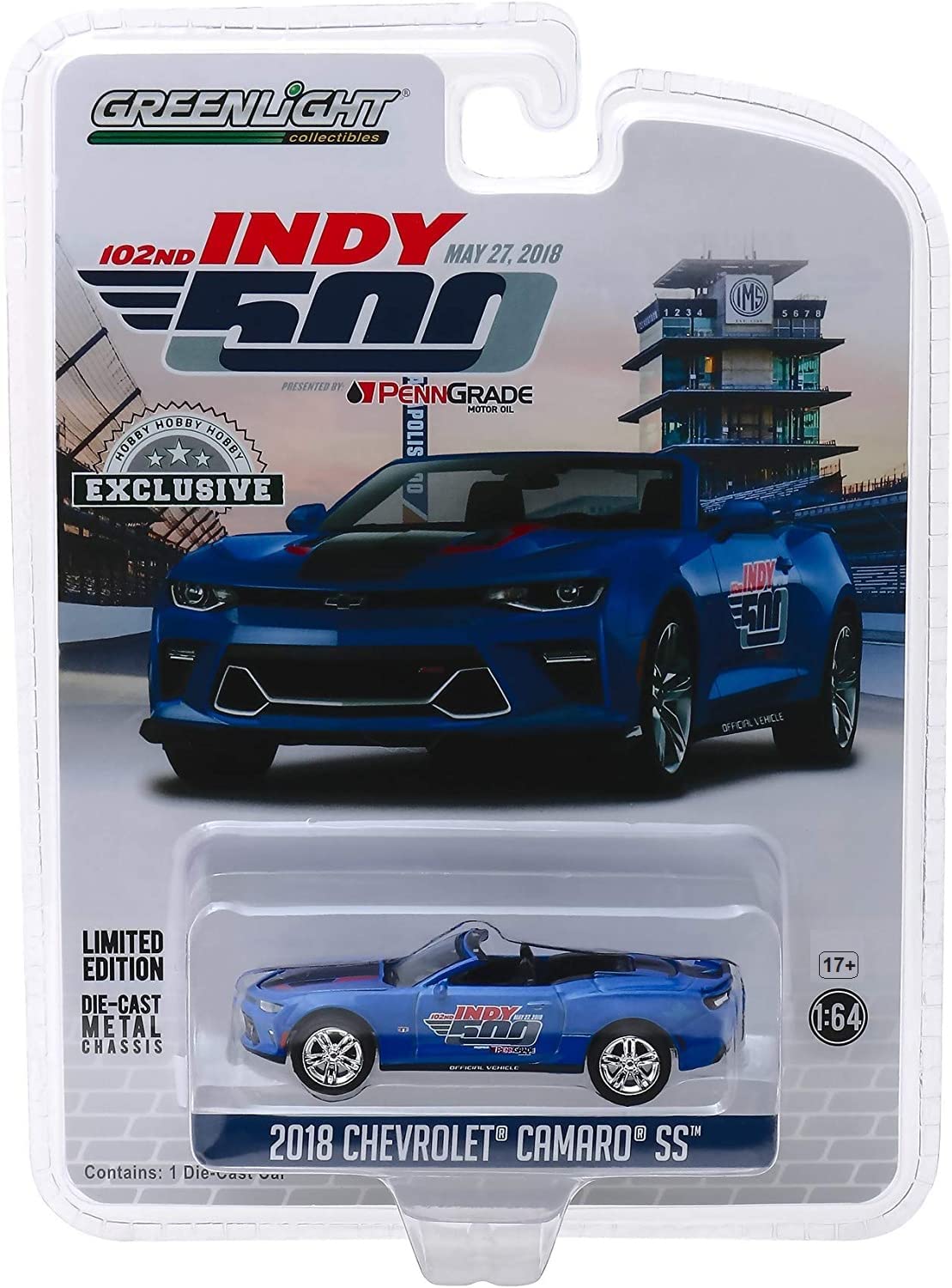 Amazon.com: Greenlight 30004 2018 Camaro SS Convertible Blue 102nd