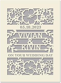 EDSG Personalized Wedding Card for Lover Couples Wedding Greeting Card Gifts Wedding Memory Keepsake Greeting Card for Girl Women Wife Her Anniversary Card for 65th 16th with Envelopes(Gray)