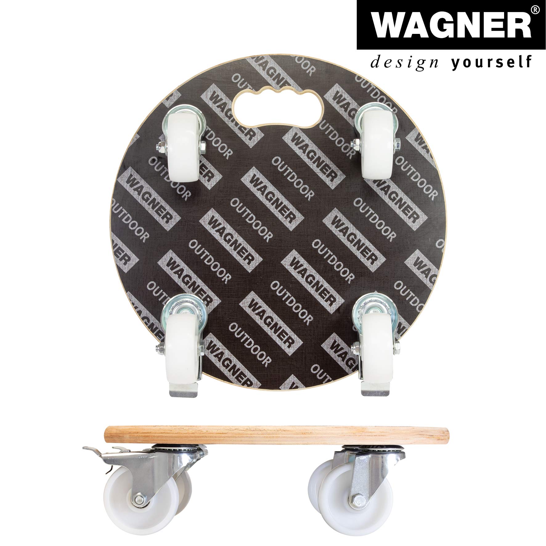 Wagner Carro de Transporte para Plantas Maxigrip Ø 38 x 11 cm I para Exterior + Interior I Madera contrachapada FSC® I 2 Frenos totales I Capacidad de Carga 250 kg I Fabricado en Alemania - 20110701