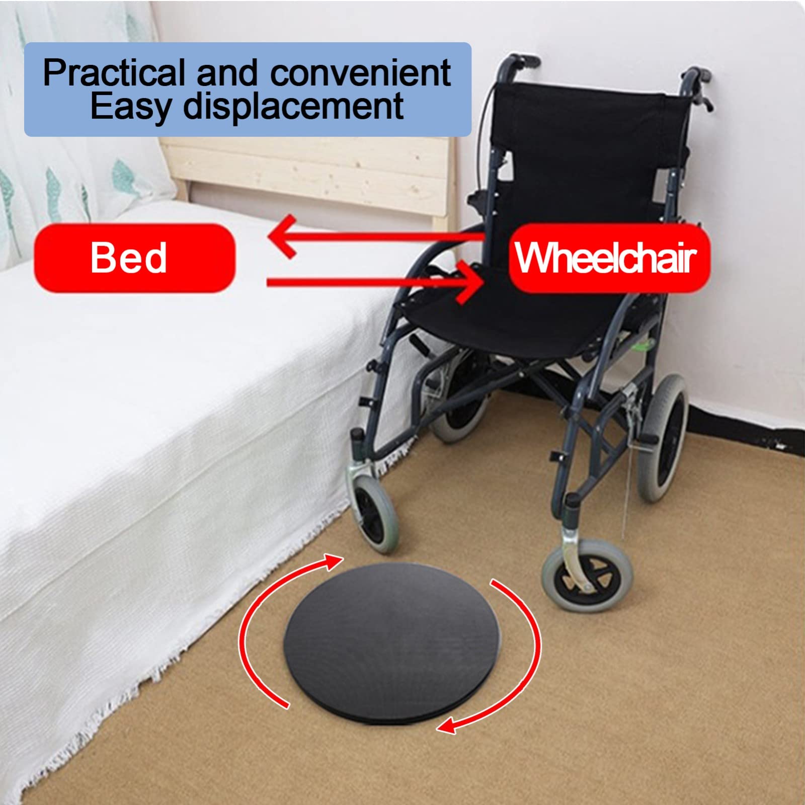 Disco De Transferencia De Pacientes,Plato Giratorio Con Rotación Continua De 360°,Disco De Transferencia Antideslizante,Ayuda Para Trasladar 40.5 Cm Ayuda De Tablas Deslizantes