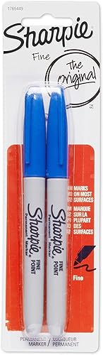 Sharpie Marcadores permanentes, punta fina, azul, paquete de 2 (1765449)