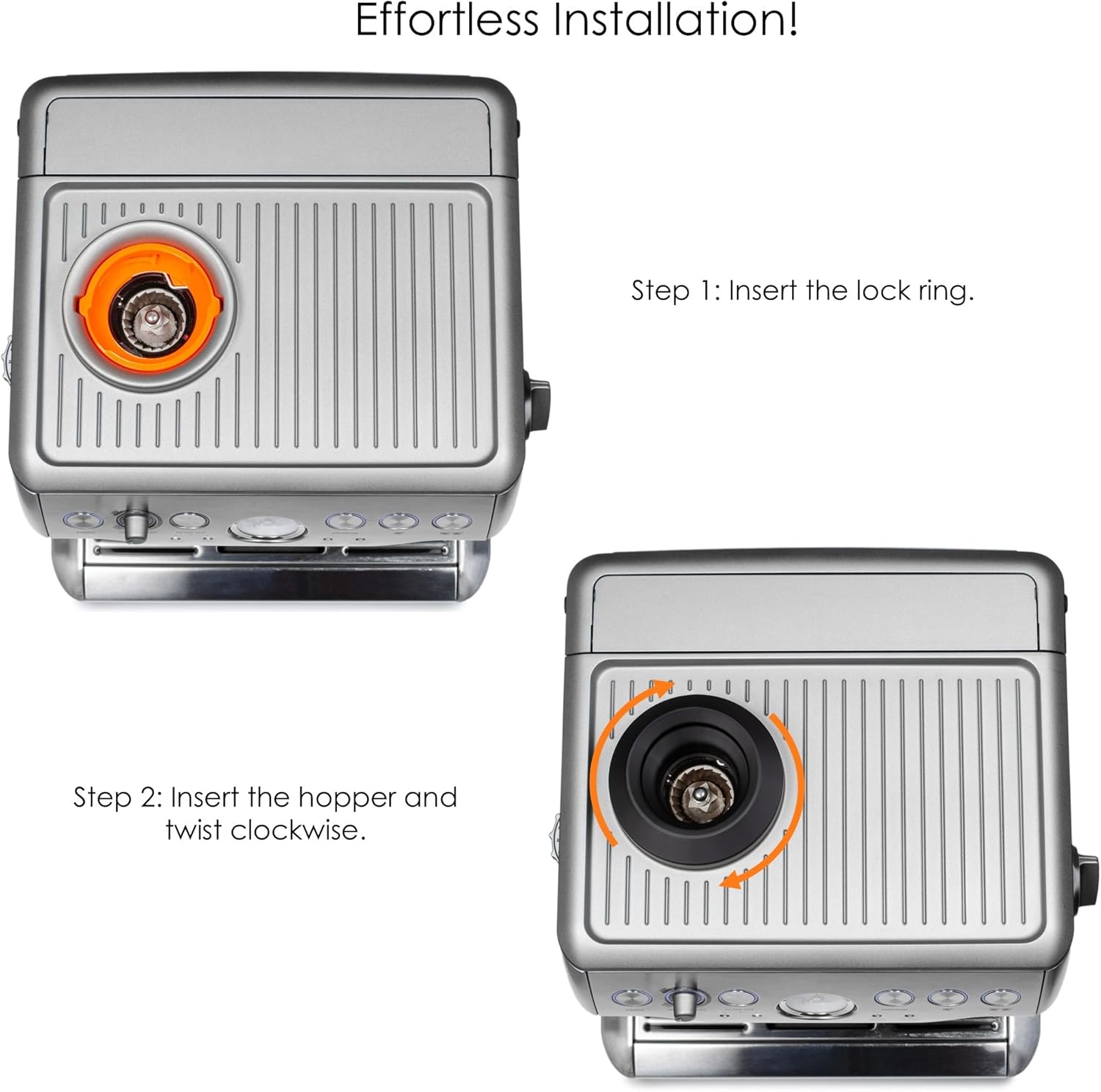 Single Dose Hopper with Silicone Bellows and Anti-Popcorning Weight | Compatible with Breville Barista Express, Pro, Touch, and Impress | Black