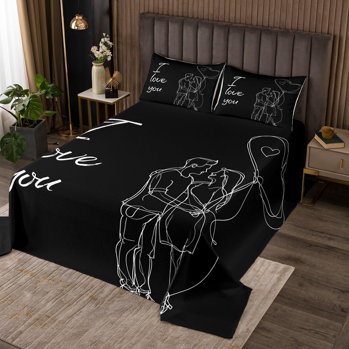 Music Theme Bedding Set Twin Size,Piano Music Bedspread 2Pcs,Musical Notes Comforter Set for Kids Girls Boys Adult Room Decor,Gold Black Vintage Hippie Style Quilt Coverlet,1 Pillowcase